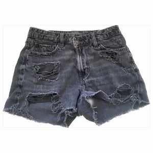 American Eagle crossed high waisted ripped black jeans